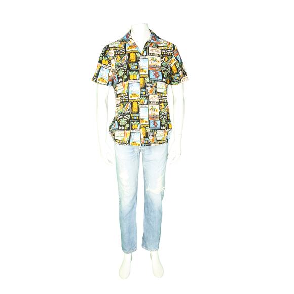 North Shore Orchid Tourist Souvenir Travel Hawaiian Aloha Tropical Camp Shirt M - Picture 1 of 5